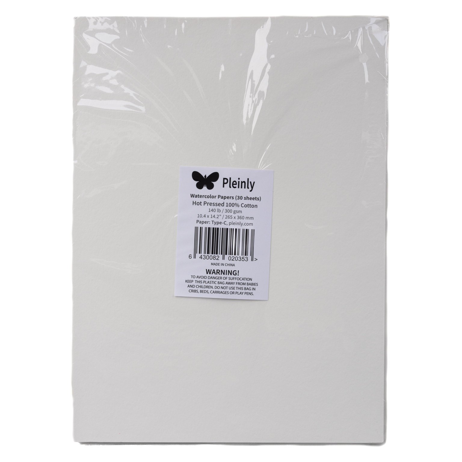 Pleinly Type-C watercolor paper 100% Cotton 140LB / 300gsm, 30 sheets, 14.2 x 10.4"