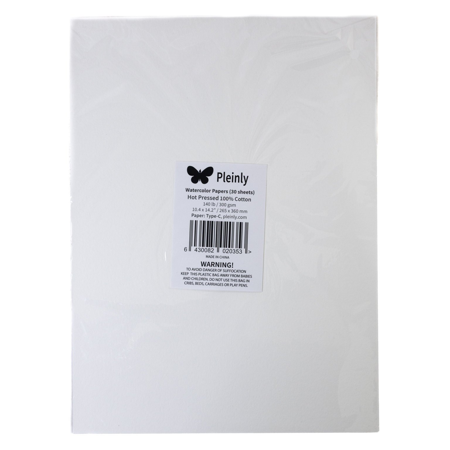 Pleinly Type-C watercolor paper 100% Cotton 140LB / 300gsm, 30 sheets, 14.2 x 10.4"