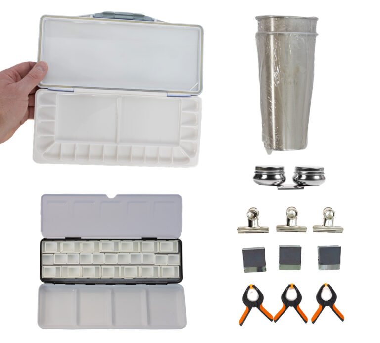 Pleinly Plein Air Accessory Set - Watercolor palettes and cups