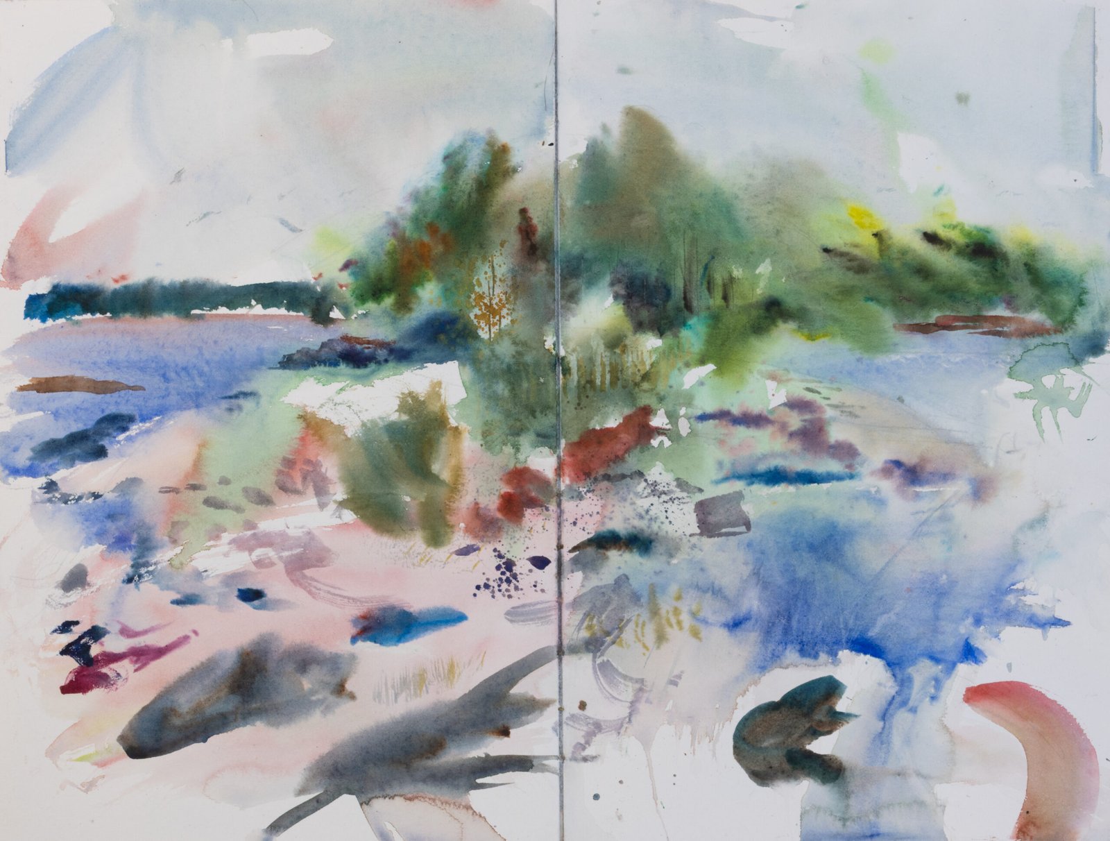 Plein air watercolor painting on Pleinly 10.2×14.6" CP-L loose sheet. May 2026 - by Antti Moijanen (AMo)