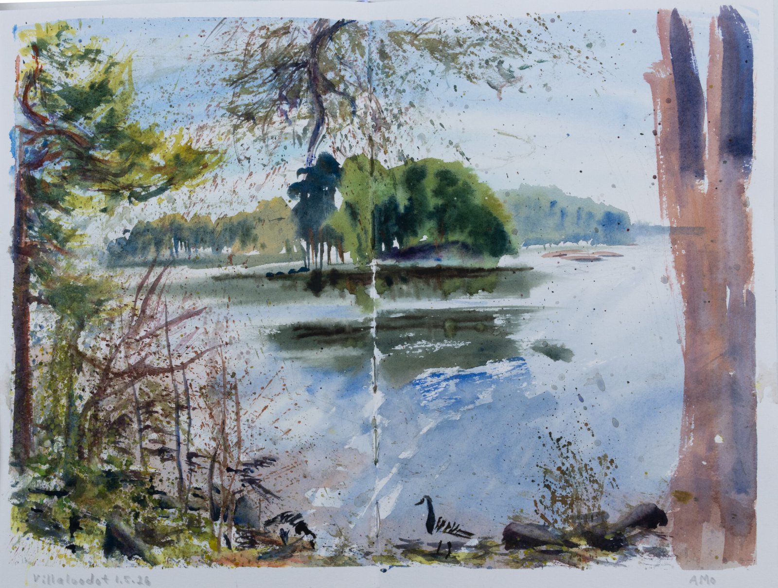 Plein air watercolor painting on Pleinly 8×12" HP-L sketchbook. May 2026 - by Antti Moijanen (AMo)