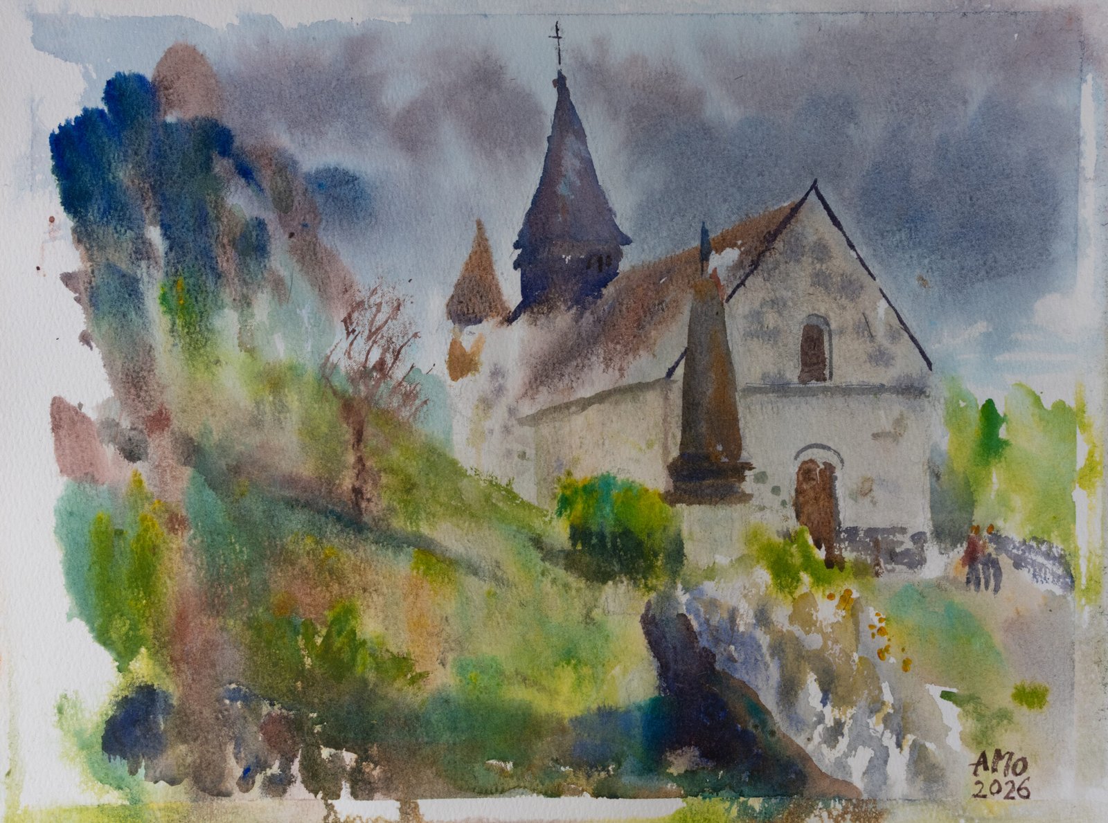 Watercolor painting from photo on Pleinly 10.2×14.6" CP-L loose paper. 2026 - by Antti Moijanen (AMo)