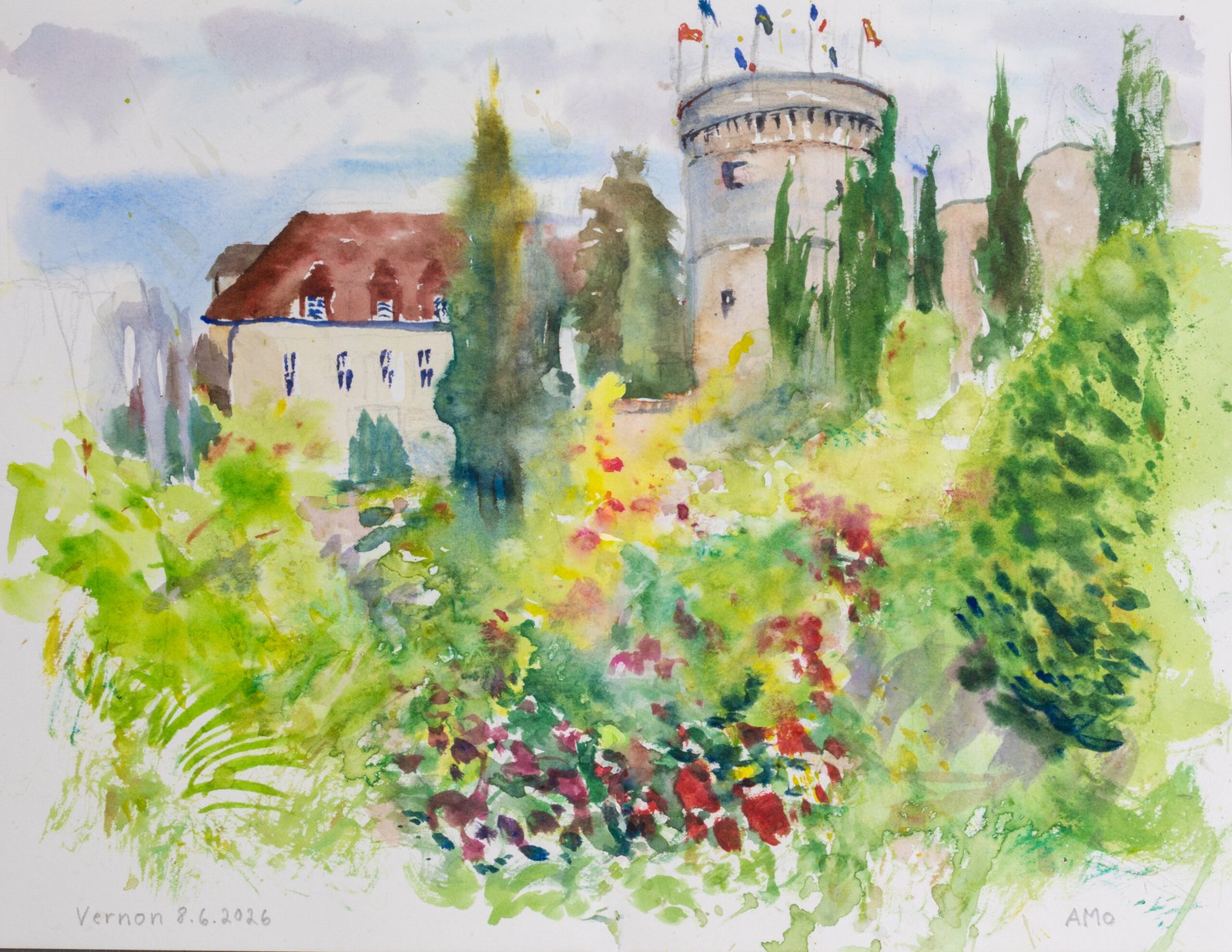 Plein air watercolor painting on Pleinly 8×12" HP-L sketchbook. 2026 - by Antti Moijanen (AMo)