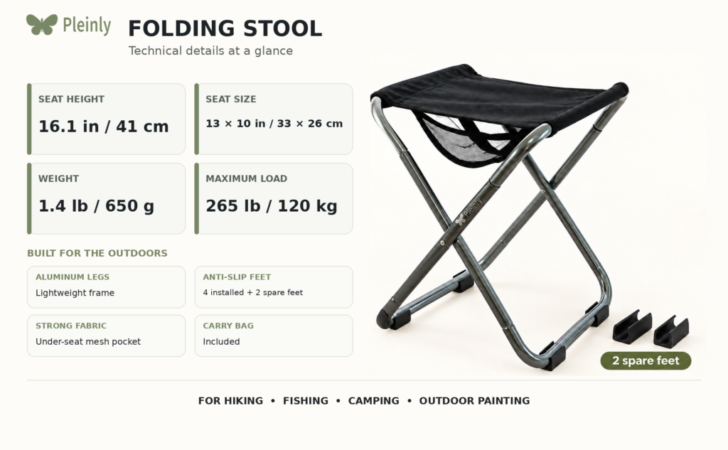 Pleinly Foldable Stool for Plein Air Painters