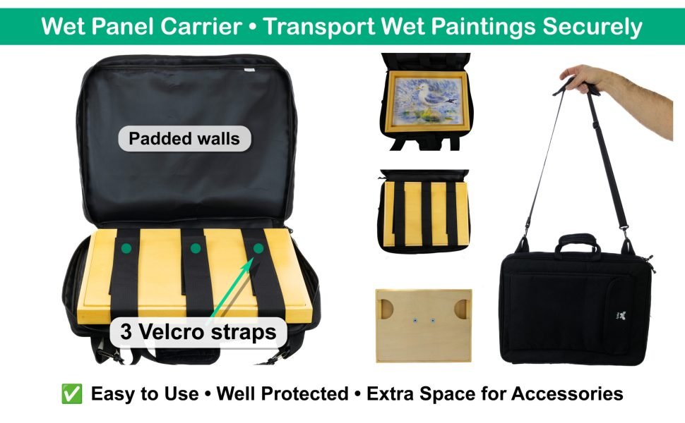 Pleinly Wet Panel Carrier for Artists, inclined frame