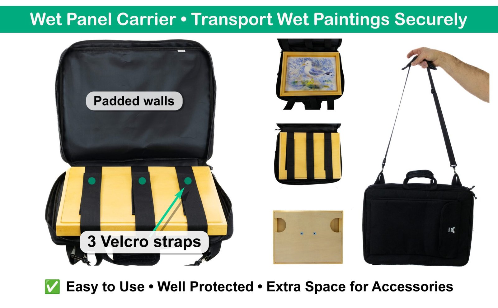 Pleinly Wet Panel Carrier for Artists, inclined frame