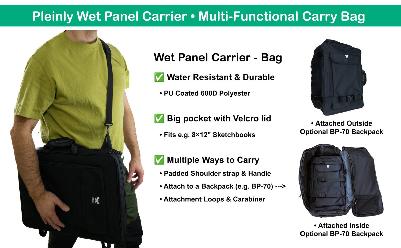 Pleinly Wet Panel Carrier for Artists, inclined frame