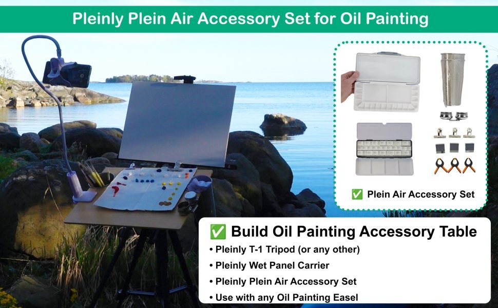 Pleinly Plein Air Accessory Set for Watercolor & Oil Painting