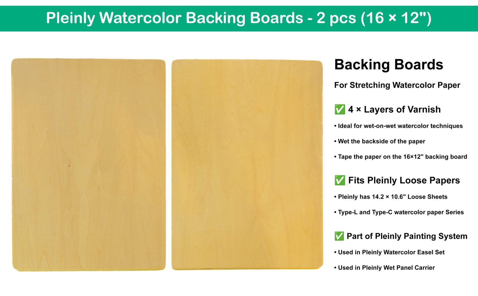Pleinly Watercolor Backing Boards 16×12"