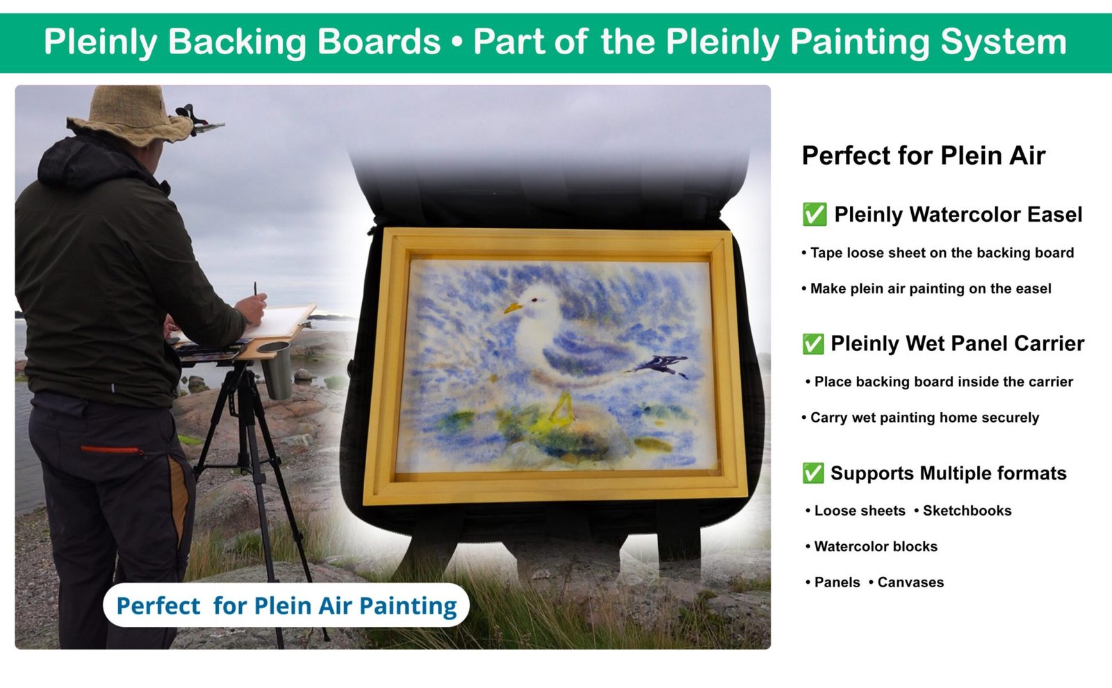 Pleinly Watercolor Backing Boards 16×12"