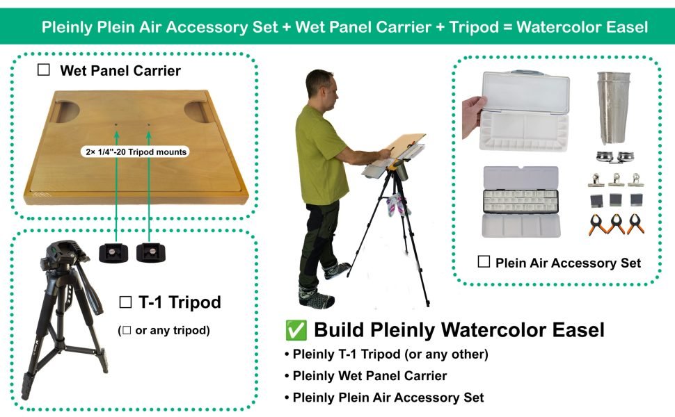 Pleinly Plein Air Accessory Set for Watercolor Painting