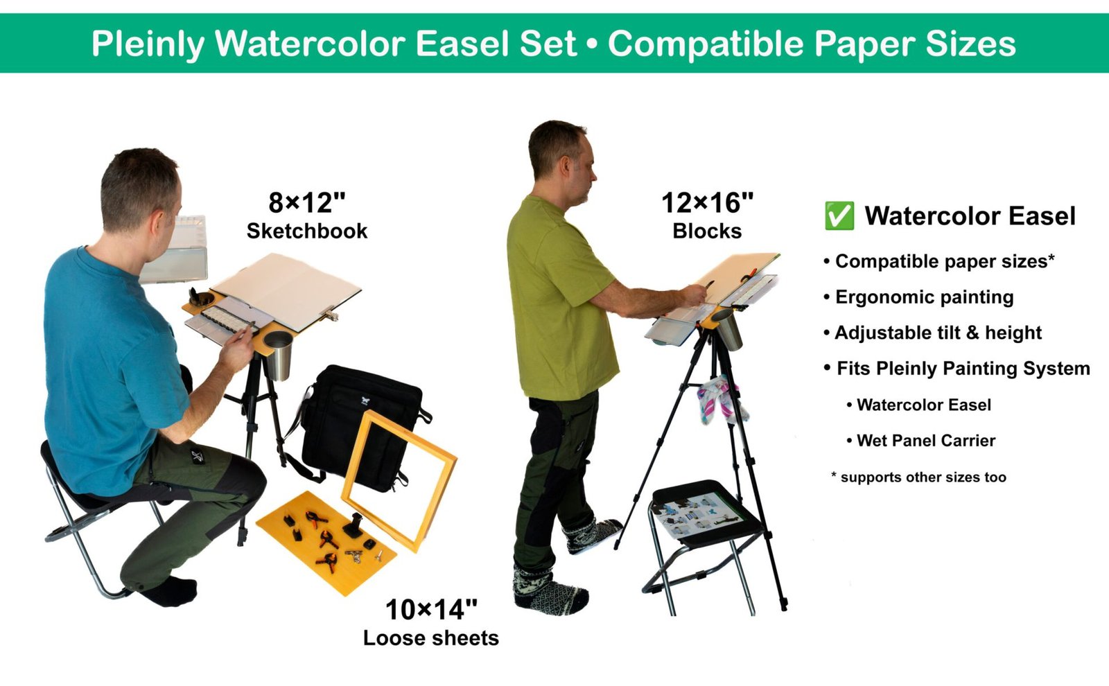 Pleinly Watercolor Sketchbook 100% Cotton Cold Press Hot Wet Panel Carrier Watercolor Easel
