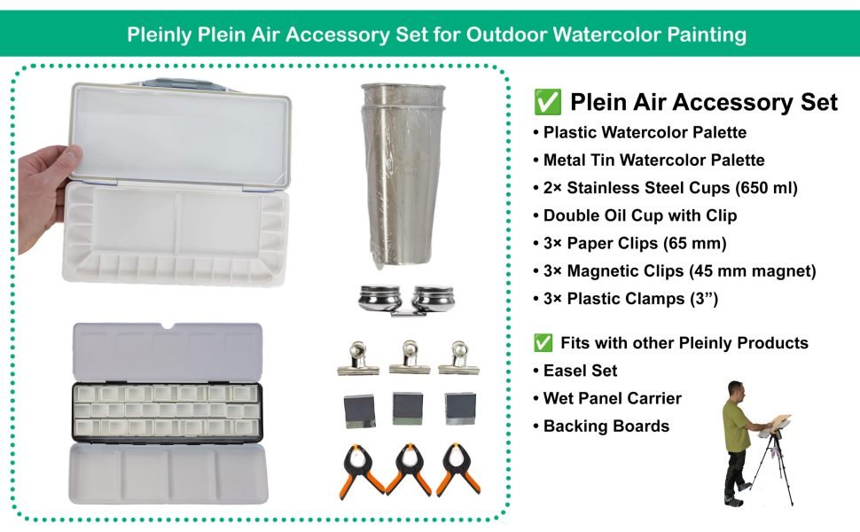 Pleinly Plein Air Accessory Set for Watercolor Painting