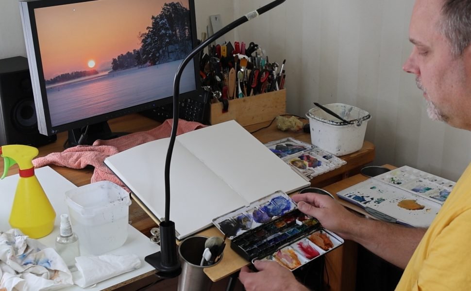 Pleinly Watercolor Easel Set Home Studio