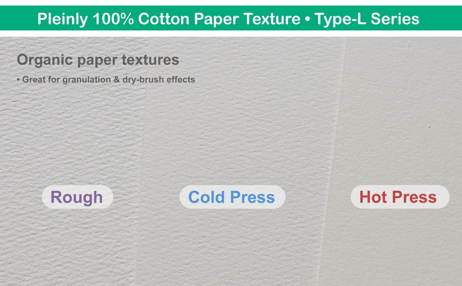 Pleinly Watercolor Paper 100% Cotton - Loose sheets - Hot Press, Cold Press, Rough