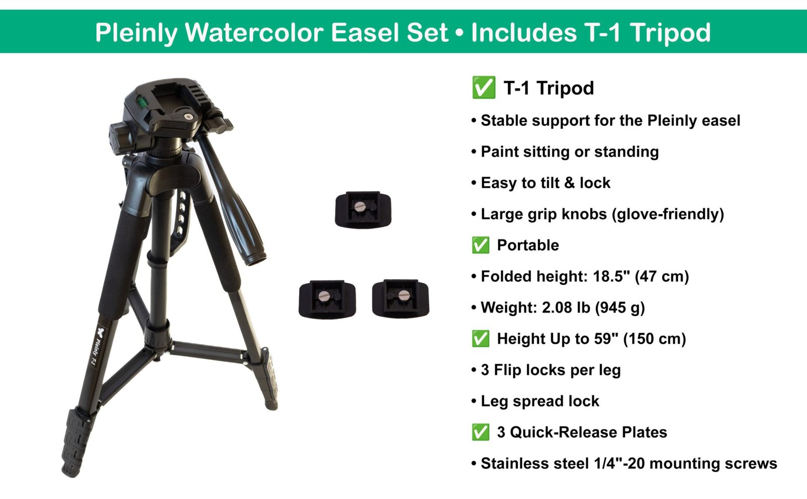 Pleinly Watercolor Easel Set includes Wet Panel Carrier and Backing Board and sketchbook and tripod