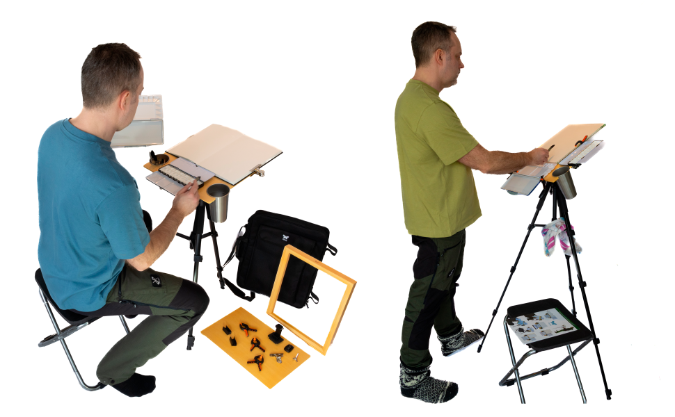 Plainly Watercolro Easel set, paint sitting or standing ergonomics